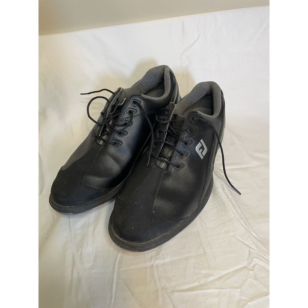 Footjoy Golf Shoes Black Contour Series 8038 Soft Spike Leather Mens 10